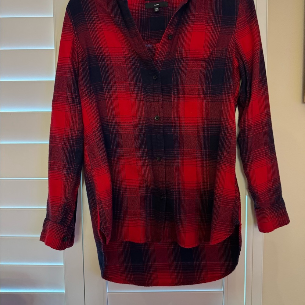 Madewell Women's Classic Ex-Boyfriend Button Down Shirt Wilder Plaid Red XS